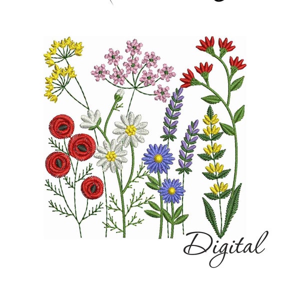 Machine embroidery design Wild Herbs, Meadow Flowers