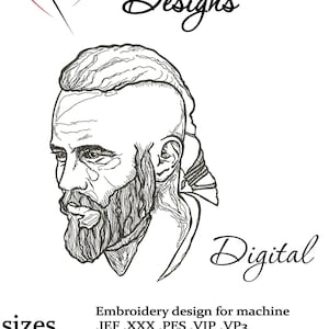 Machine embroidery design one line viking for man