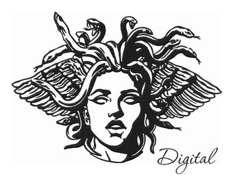 Medusa macchina ricamo design, Gorgone dai capelli di serpente