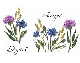 Ängsblommor Maskinbroderidesign, Vilda örter