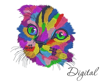 Maskinbroderidesign Färgglad katt