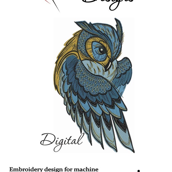 Owl machine embroidery design, Colorful Owl