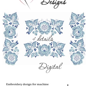 Conception de broderie à la machine Border Flowers