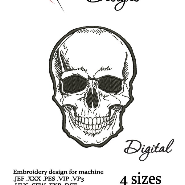 Machine embroidery design Skull