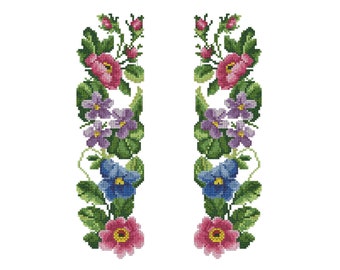 Machine embroidery design flowers cross stitch