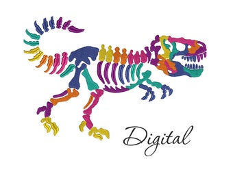 T-Rex Dinosaur skeleton Embroidery design, Tyrannosaurus design