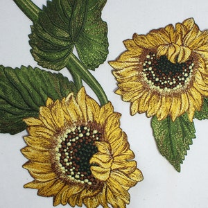Flower iron on patch realistic sunflower