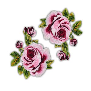 Zuckerwatte rosa Patch, gestickte Blume Aufnäher aus Baumwolle