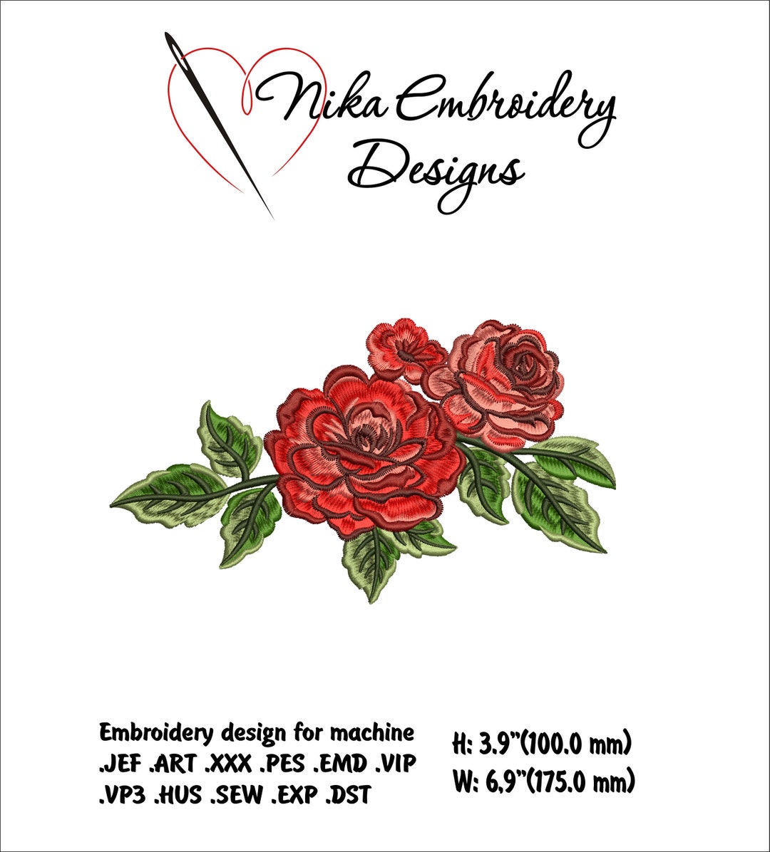 Personalized Roses Machine Machine Embroidery Design Roses Flowers - Etsy