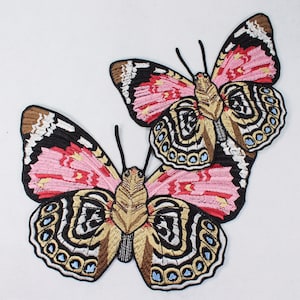 Pink Butterfly Embroidered iron on Patch, Colorful Moth