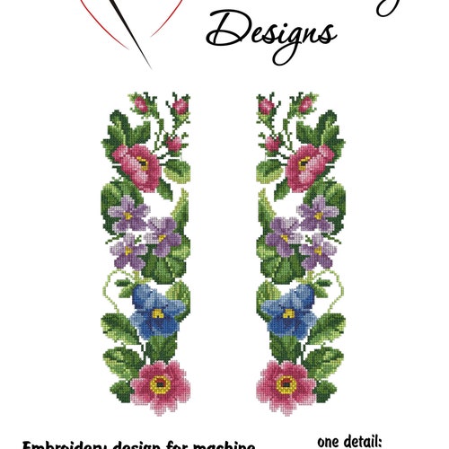 Flowers Embroidery Cross Stitch Design. Roses Pattern Set. Etsy