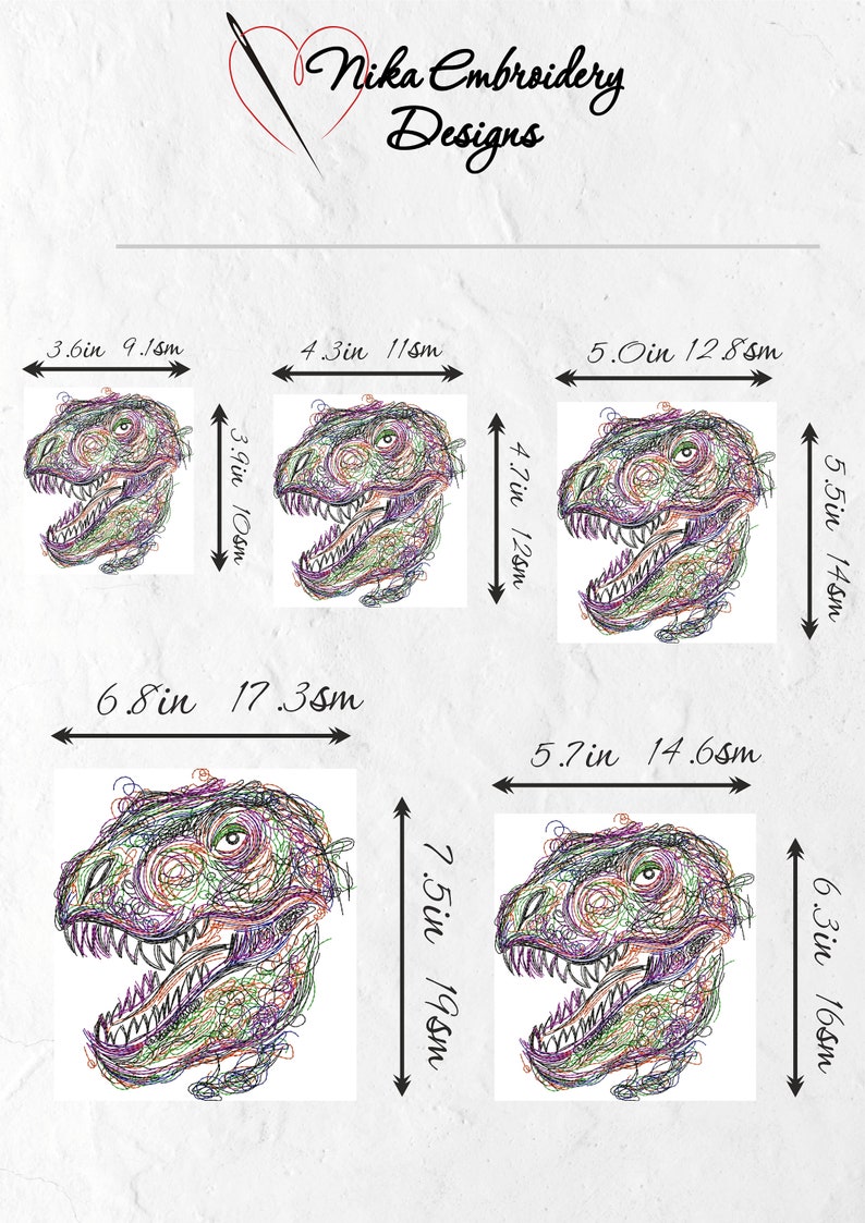Colourful T-rex Dinosaur Embroidery Design Tyrannosaurus - Etsy