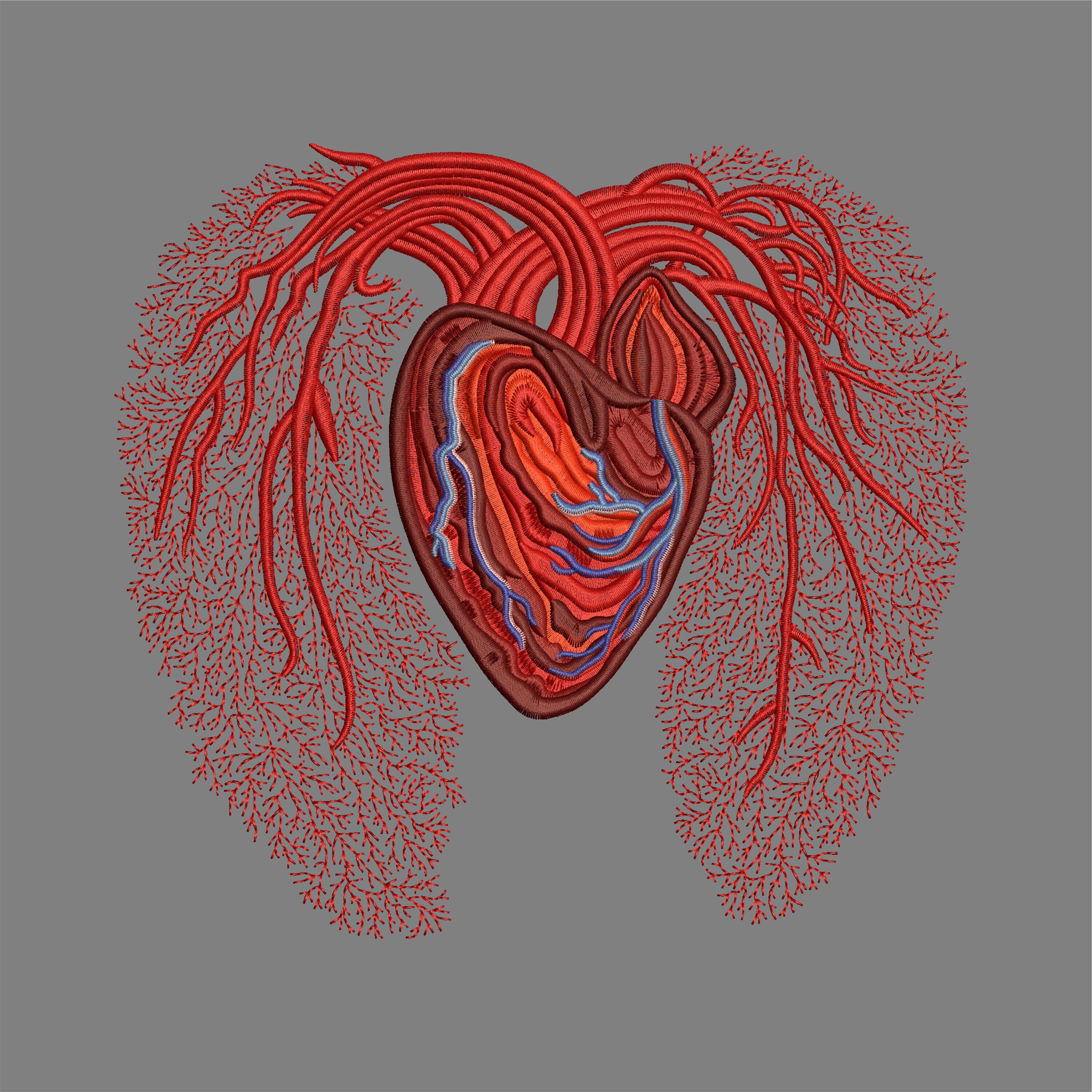 Human Heart Embroidery Design Anatomical Heart and Lungs | Etsy