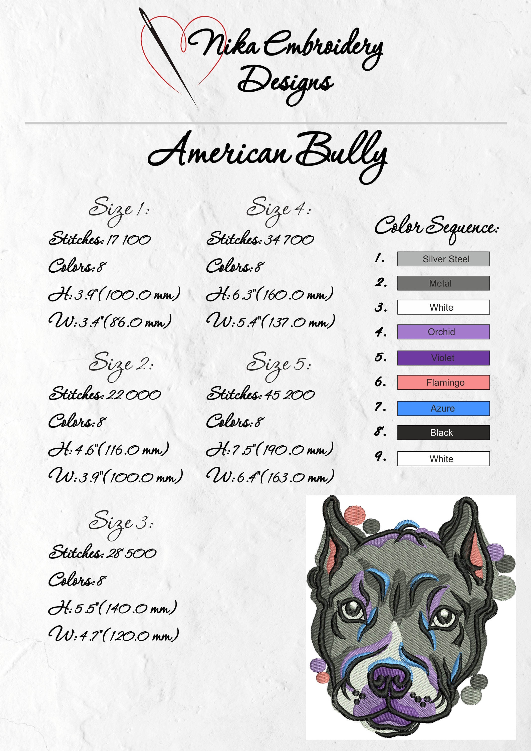 Designer Bully American Bully Machine Embroidery Design, Colorful Dog - Etsy Canada