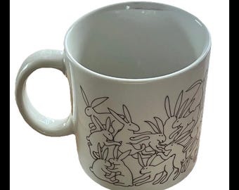 Vintage Taylor & Ng Naughty Bunny Rabbits Mug Made In Japan 1984 Adult Humor