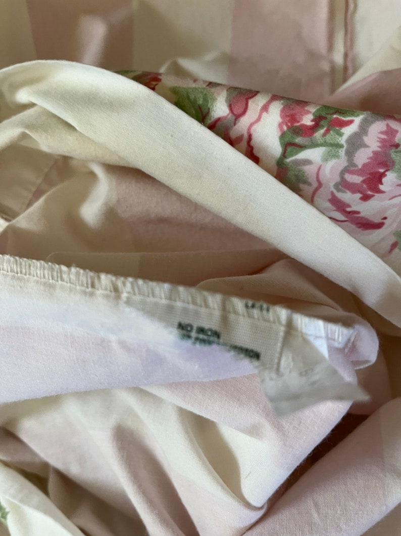 Vintage Laura Ashley Country Rose Floral King Pillowcase Princess Pink Stripe Etsy