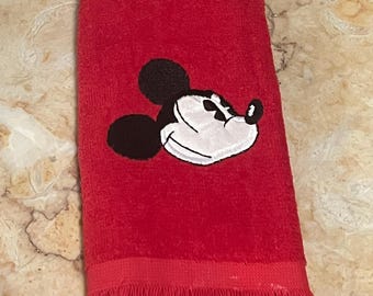 Vintage USA Made Disney Mickey Mouse Hand Towel Saturday Knight Fringe