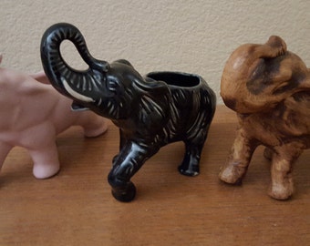 Variety Colored Vintage Ceramic Elephant Planters (One Planter)