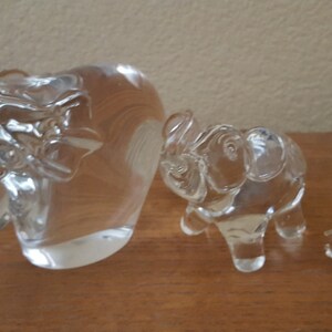 Vintage Crystal Glass Elephant Sculptures 1960s Paperweight