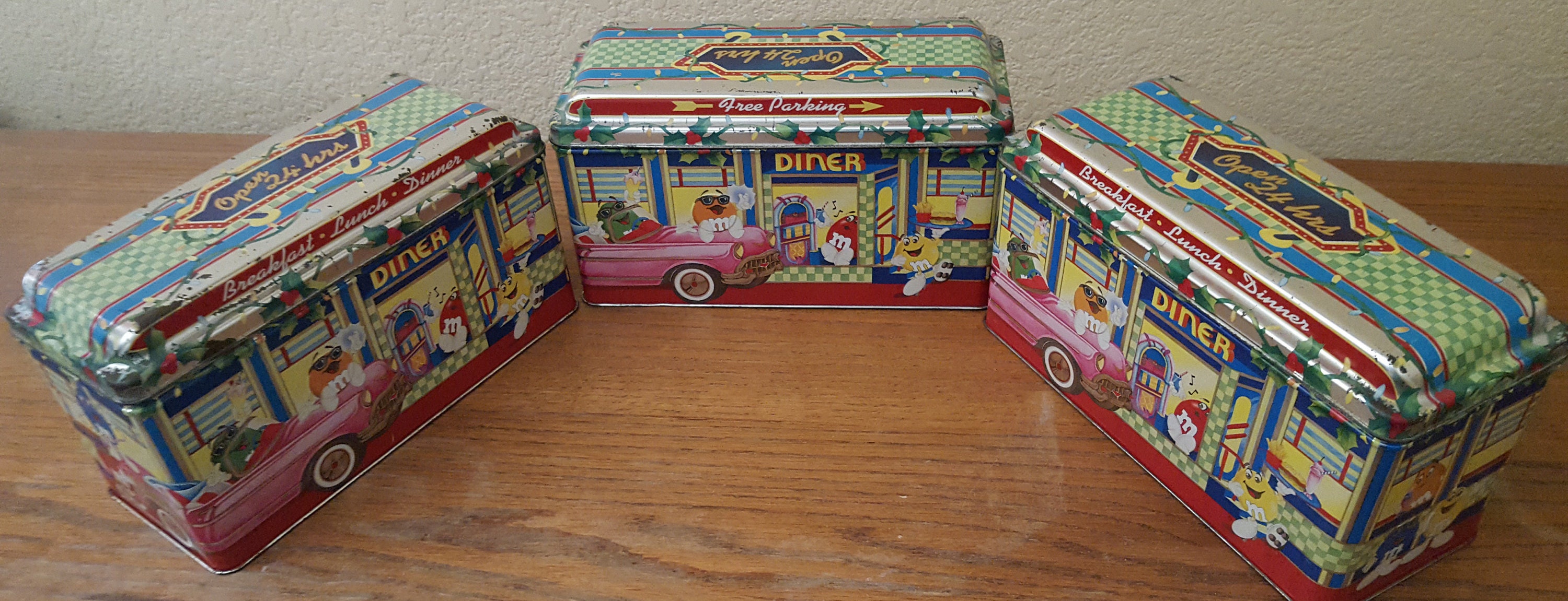 Lot of 3 Vintage M&m's 1996 Limited Edition Christmas Village Series