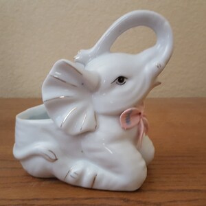 Exquisite Vintage White Porcelain Elephant Planter (Germany).