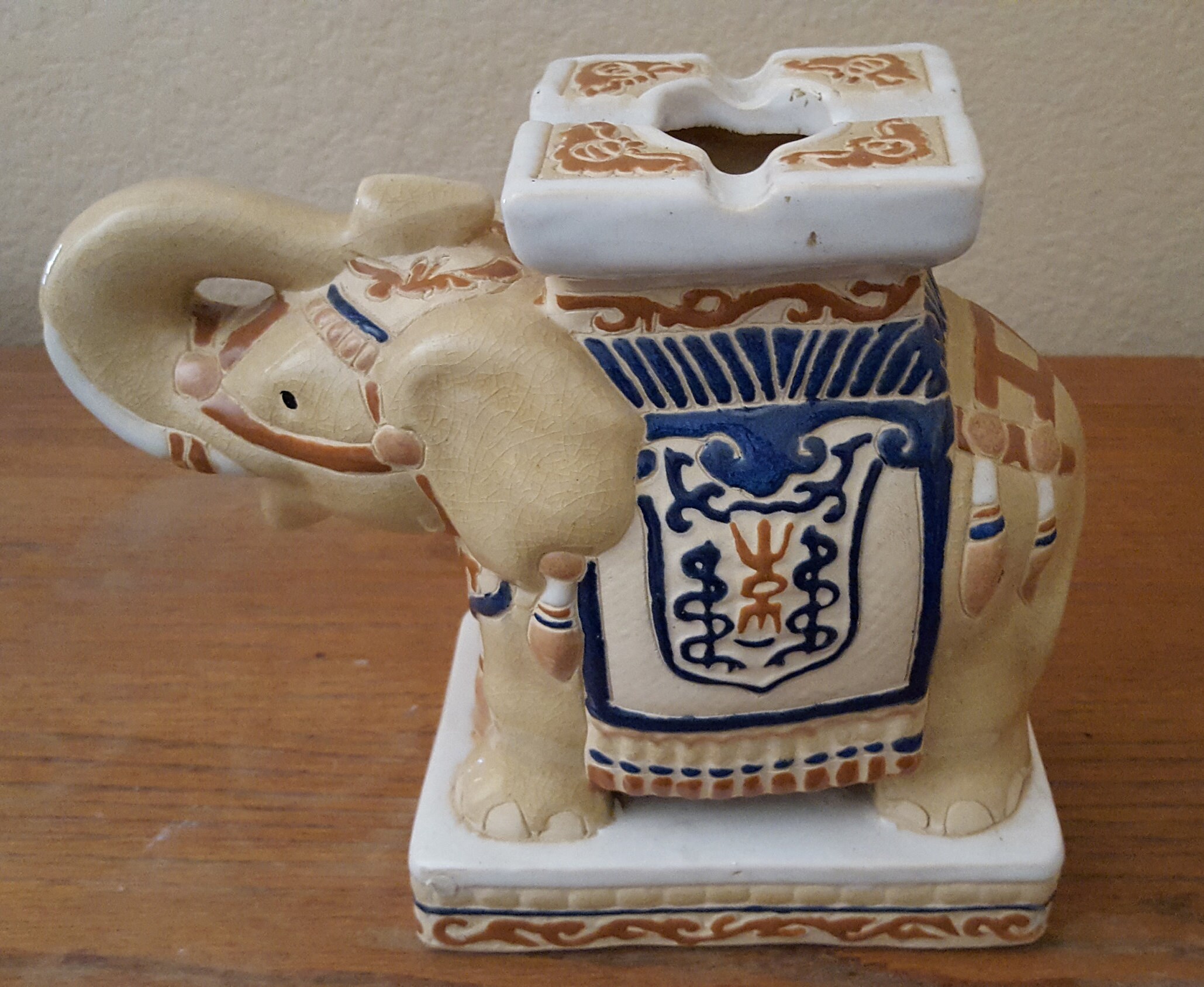 Vintage Ceramic Elephant Stand Ashtray Garden Stool Garden Etsy