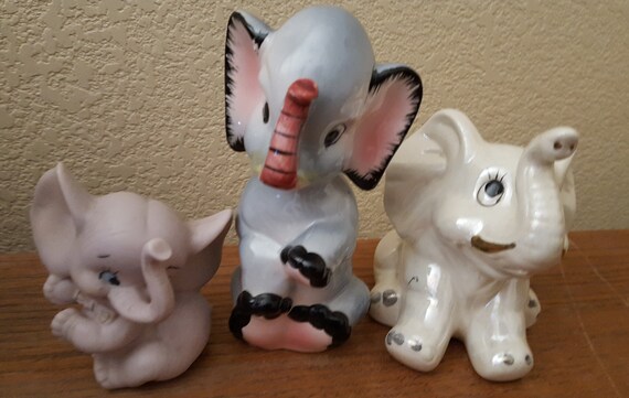 Vntage Ceramc Elephant Fgurnes, Crcus Elephants, 1980's*a