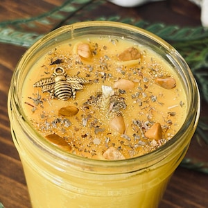 Bee Happy Candle, Positive Energy Candles, Crystal & Herb Candle, Soy Aromatherapy Candle, Positive Energy Crystal Candle, Handmade