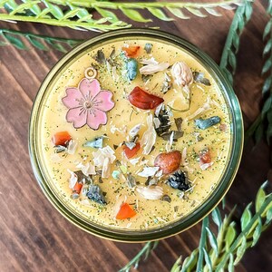 Rebirth Beltane Crystal Candle | Crystal Infused | Herb Infused | Witchcraft Candles | Spell Candle | Crystal Candles | Witchy Gift