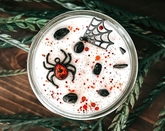 Blood & Silk Gothic Halloween Candle - Warm and Woodsy Spice - Spooky Home Decor