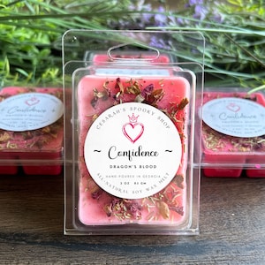 Confidence Wax Melt - Dragon&#39;s Blood Scented, Self Love Ritual Wax Melts, Witchy Wax Melts, Intention Candle, Self Care Gift