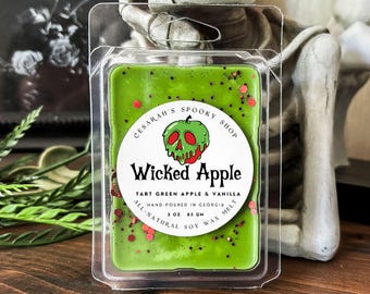 Poison Apple Halloween Wax Melts | Tart Green Apple & Vanilla, Spooky Gift