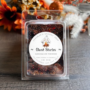 Ghost Stories Wax Melt ~ Marshmallow Firewood Scented - Halloween Wax Melts - Witchy Apothecary, Ghost Wax Melt, Spooky Wax Melts, Snap Bar