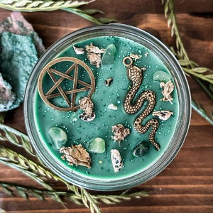 Forest Witch Candle, Cottagecore Decor, Witchy Decor, Witchy Crystal Candles, Green Witch, Fairy Grunge Style, Dark Academia, Pagan, Ritual
