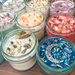 Crystal Candle Natural Stone Candle Spell Candle Crystal Infused Candle Self Care Candle Intention Candle Scented Crystal Candle Gift 4oz