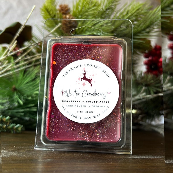 Winter Cranberry Scented Wax Melts - Blend of red winterberry, ruby apple, sparkling cranberry, camellia blossom & crystal vanilla