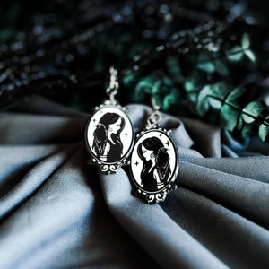 Hecate with Raven Earrings Double Sided Earrings Witchy Dangle Earrings Gothic Jewelry image 2