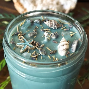 Sea Witch Crystal Candle, Ritual Candle, Manifestation Candle, Intention Spell Candle, Ocean Magic Candle, Protection Candle, Handmade