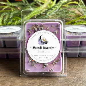 Moonlit Lavender Soy Wax Melts - Lavender Vanilla Scented - Gothic wax melts, witchy, spooky, soy, eco, sustainable, moon, witchcore