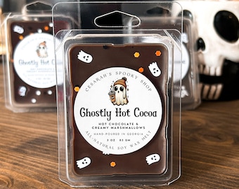 Ghostly Hot Cocoa Wax Melt ~ Hot Chocolate Scented - Halloween Wax Melts - Witchy Apothecary, Ghost Wax Melt, Spooky Wax Melts, Snap Bar