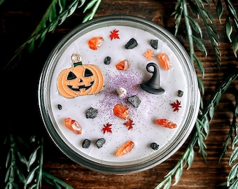 Happy Halloween Candles, Halloween Lover Decor, Scary, Soy Wax Crystal Candles, Spooky Season Gifts, Fall, Myers, Creepy, Black Gothic