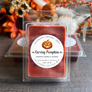Carving Pumpkins Wax Melt - Spooky Pumpkin Puree & Nutmeg Scent | Fall Home Fragrance | Halloween Wax Melts