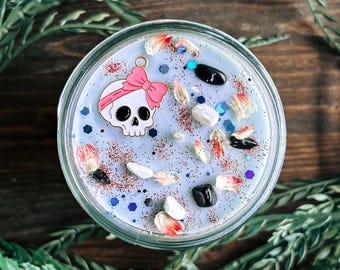 Pastel Halloween Crystal Candle | Spooky Home Decor | Gothic Candles | Cotton Candy Scent