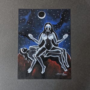 Pintura acrílica femenina divina mística / Arte energético Shakti / Obra de arte de la diosa cósmica Kali / Arte mural / Pósters