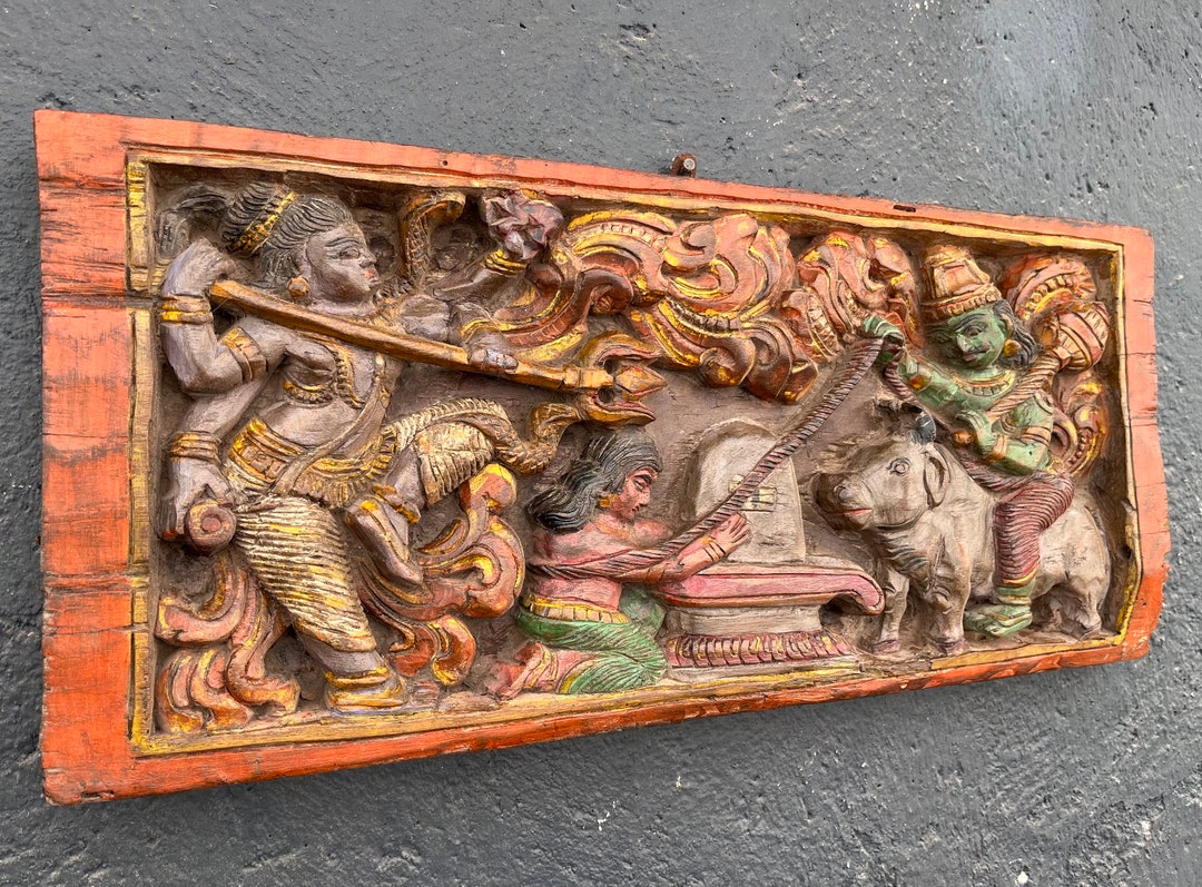 Indian Wooden Carved Wall Hanging Panel for Home or Office Etsy