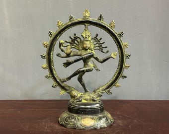 Antike Bronze Nataraja Statue - Lord Shiva Cosmic Dancer Figur, Hindu-Gottheit Skulptur für Home Tempel, Yoga Studio Dekor & Diwali Geschenk