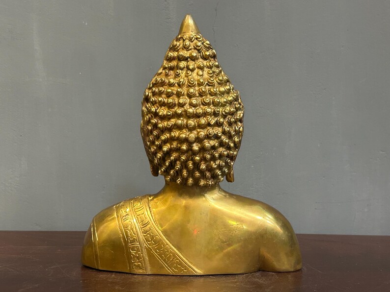 Messing Buddha Büste: Handgemachtes Zen Dekor Bild 3