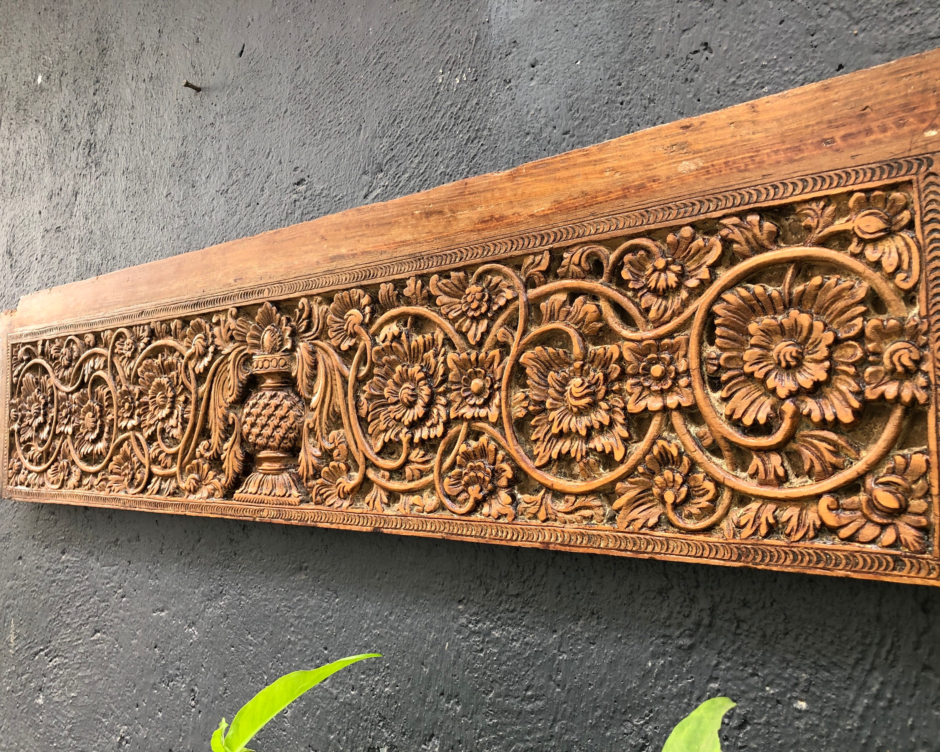 Antique Indian Wooden Carved Panel. Exquisitely & Intricately Etsy UK