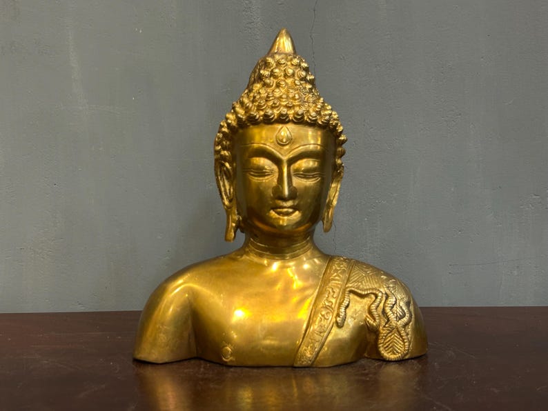 Messing Buddha Büste: Handgemachtes Zen Dekor Bild 1