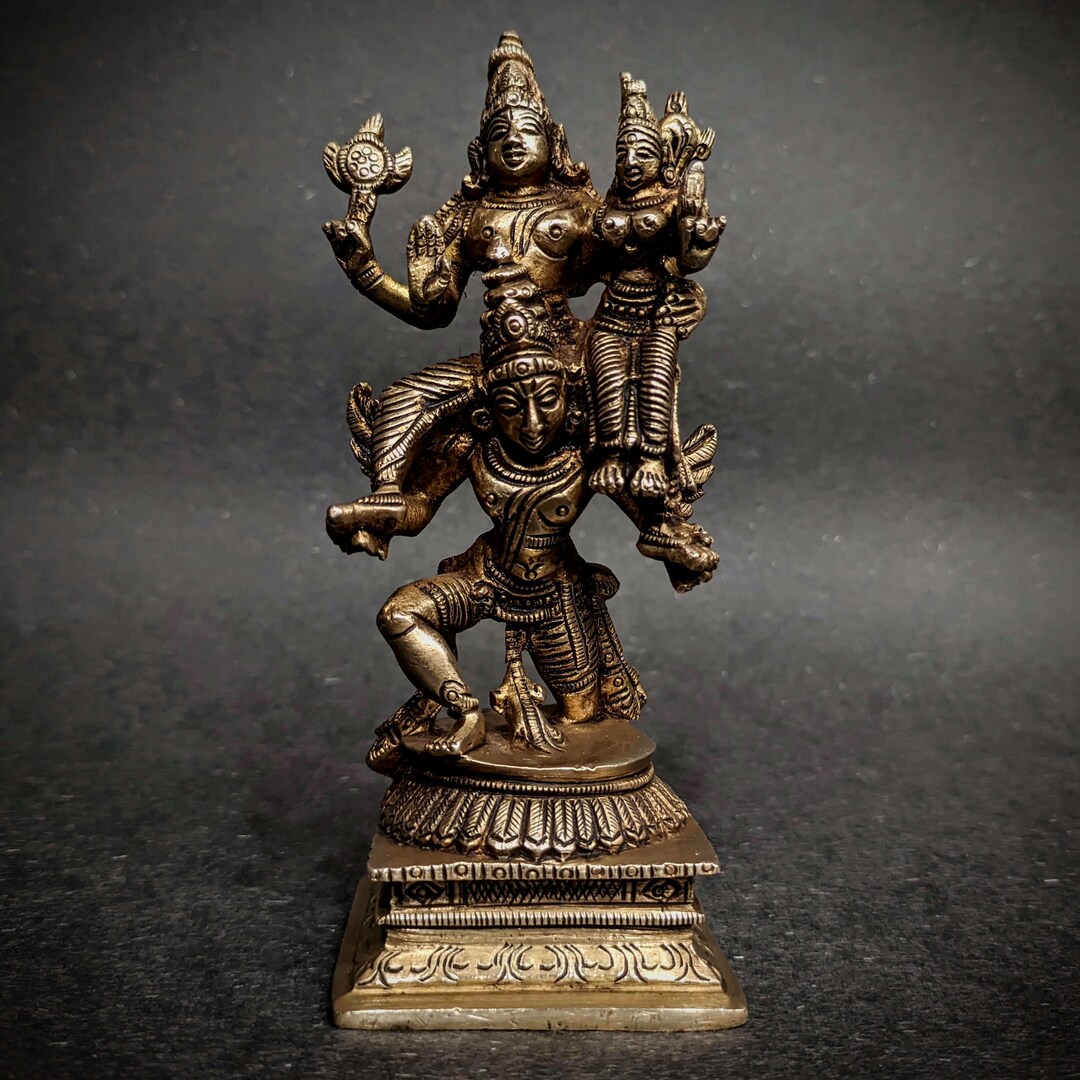 インド真鍮製ガルーダヴィシュヌ神像とラクシュミ女神 – ヒンドゥー教